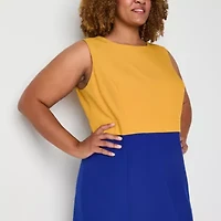 Evan Picone Womens Plus Sleeveless Sheath Dress