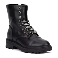 New York & Company Womens Cruz Flat Heel Combat Boots