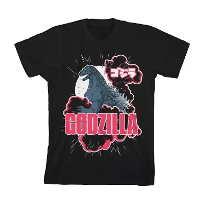 Little & Big Kid Boys Crew Neck Short Sleeve Regular Fit Godzilla Graphic T-Shirt