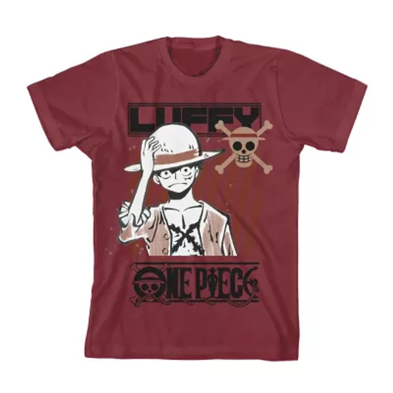 One Piece Little & Big Kid Boys Crew Neck Short Sleeve Regular Fit Graphic T-Shirt