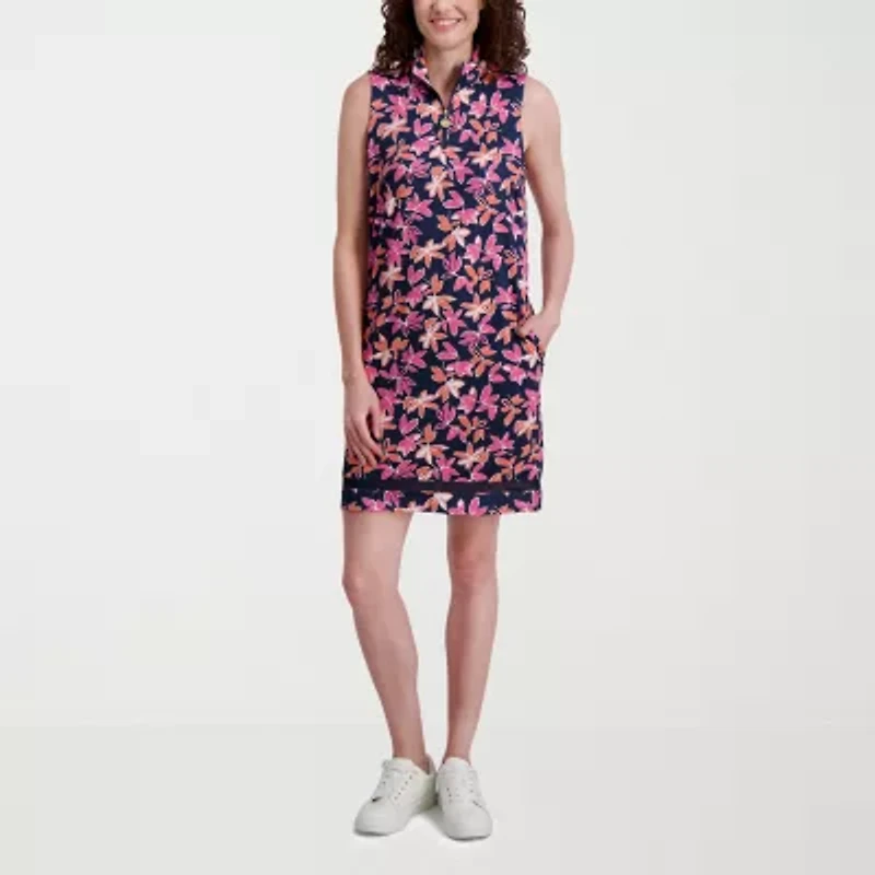Stella Parker Womens Sleeveless Floral Shift Dress