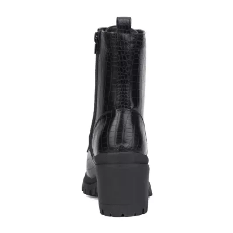 New York & Company Womens Harlow Block Heel Combat Boots