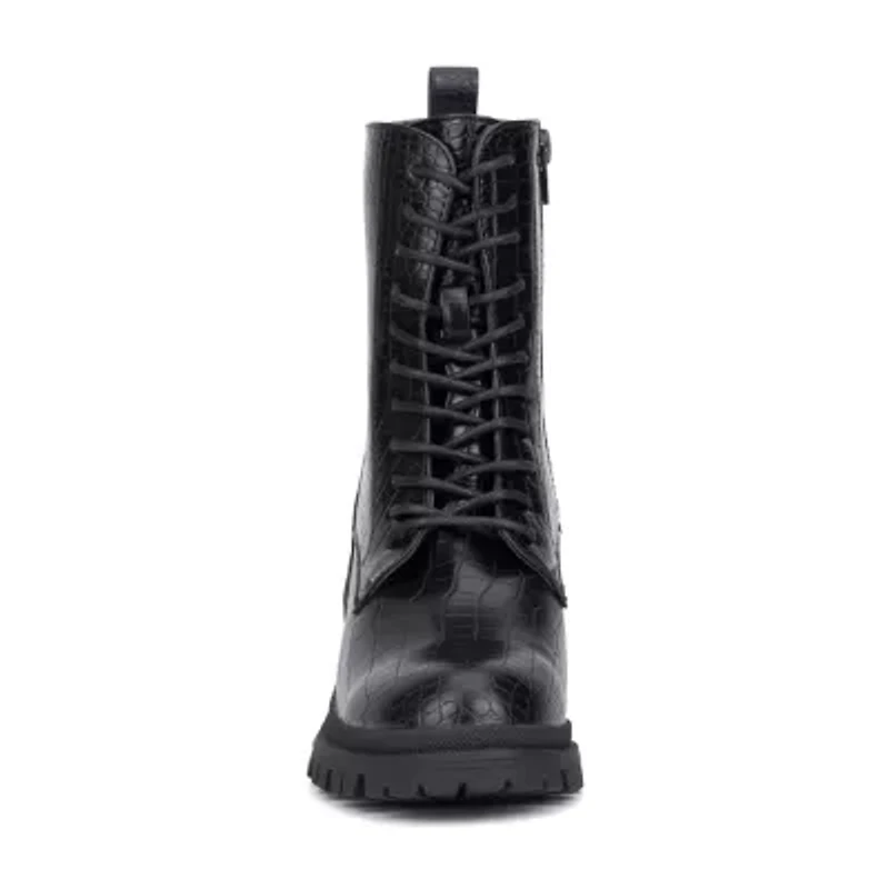 New York & Company Womens Harlow Block Heel Combat Boots