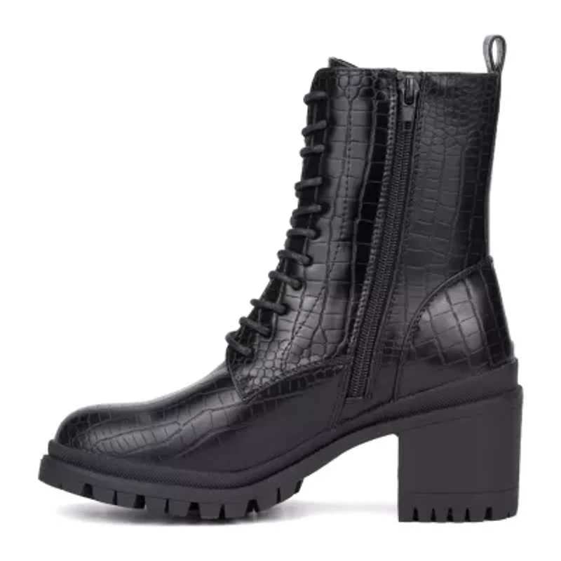 New York & Company Womens Harlow Block Heel Combat Boots