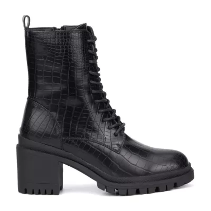 New York & Company Womens Harlow Block Heel Combat Boots