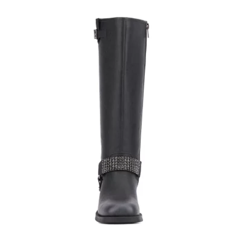 New York & Company Womens Carter Block Heel Motorcycle Boots