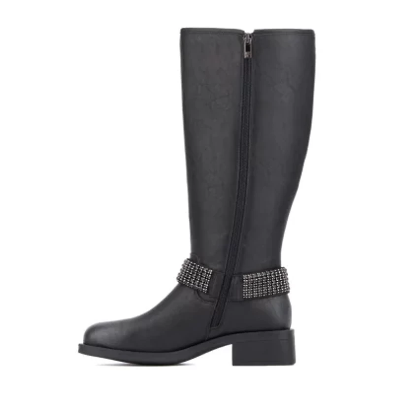 New York & Company Womens Carter Block Heel Motorcycle Boots