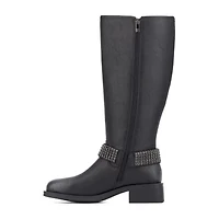 New York & Company Womens Carter Block Heel Motorcycle Boots