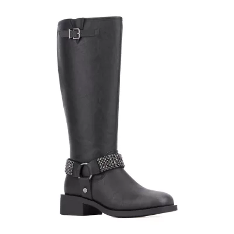 New York & Company Womens Carter Block Heel Motorcycle Boots