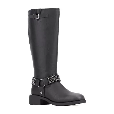New York & Company Womens Carter Block Heel Motorcycle Boots