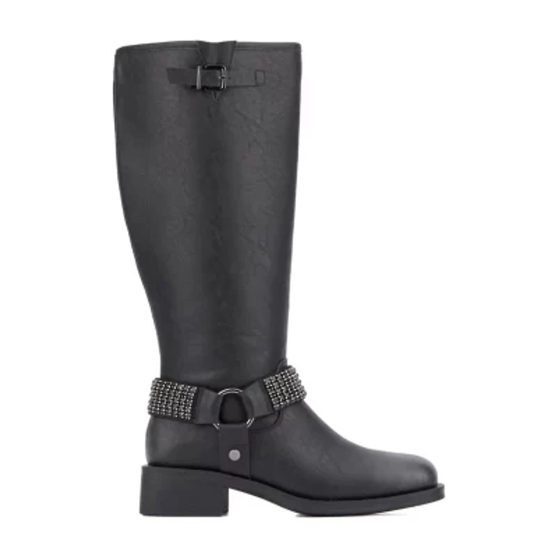 New York & Company Womens Carter Block Heel Motorcycle Boots