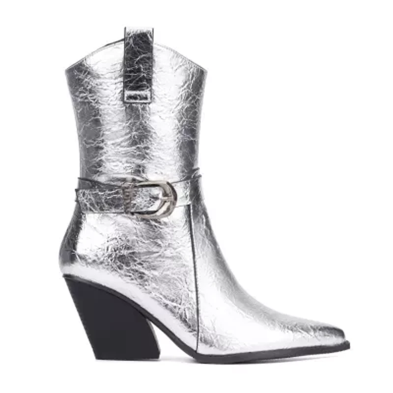 New York & Company Womens Wesley Stacked Heel Booties