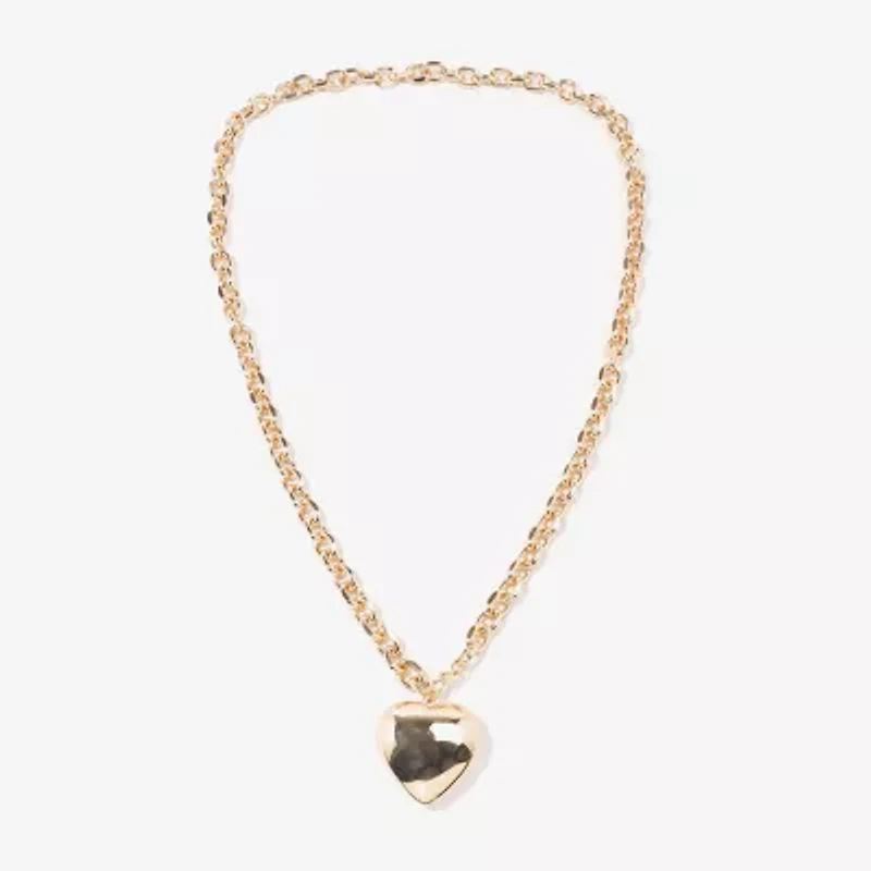 Bijoux Bar Gold Tone Womens Heart 34 Inch Pendant Necklace