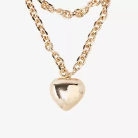 Bijoux Bar Gold Tone Womens Heart 34 Inch Pendant Necklace