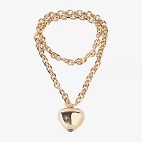 Bijoux Bar Gold Tone Womens Heart 34 Inch Pendant Necklace
