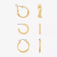 Bijoux Bar Delicates Gold Tone Womens Stainless Steel 3 Pair Earring Set