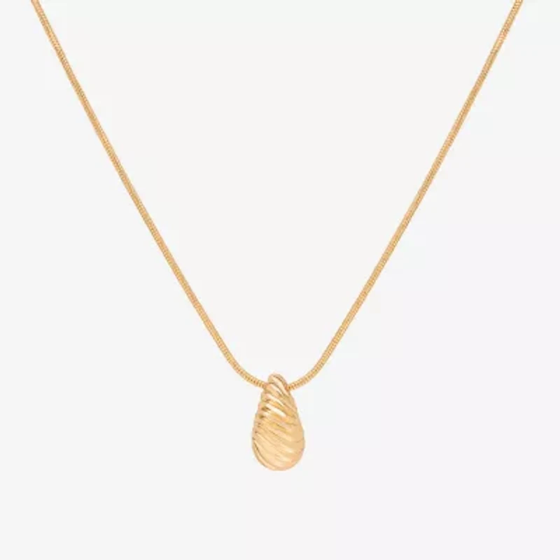 Bijoux Bar Delicates Gold Tone Womens Stainless Steel 16 Inch Pendant Necklace