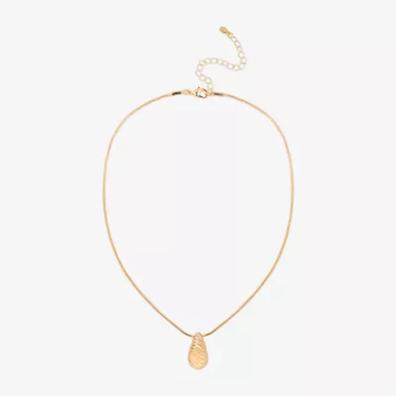 Bijoux Bar Delicates Gold Tone Womens Stainless Steel 16 Inch Pendant Necklace