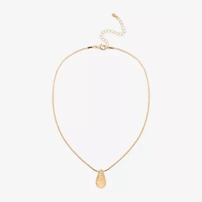 Bijoux Bar Delicates Gold Tone Womens Stainless Steel 16 Inch Pendant Necklace