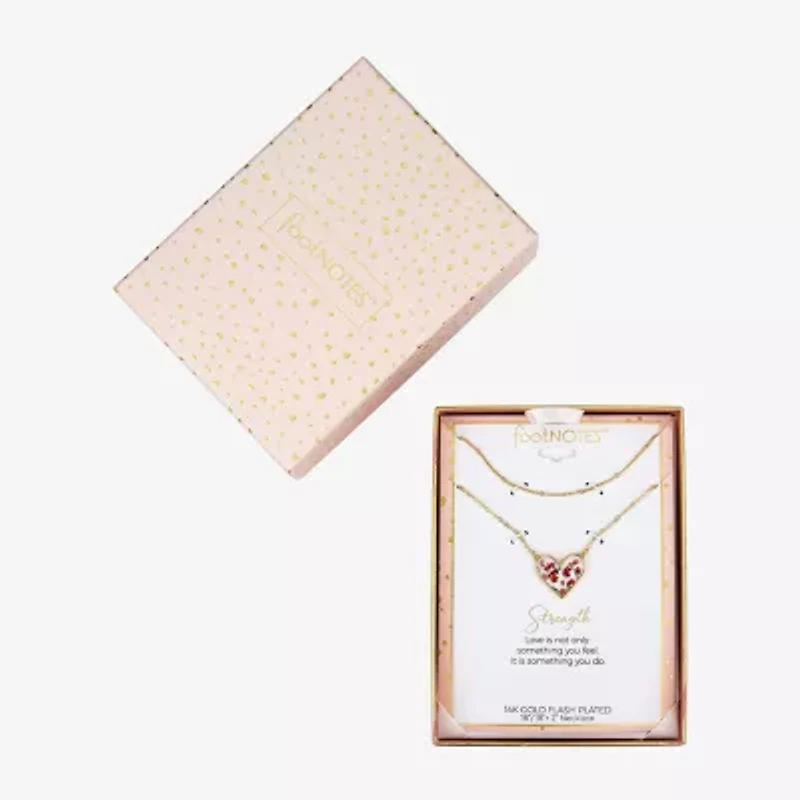 Footnotes Womens 10K Gold Over Brass Heart 16 Inch Pendant Necklace