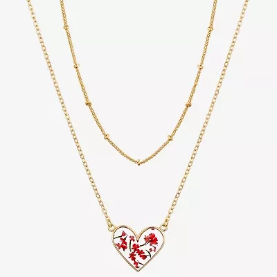Footnotes Womens 10K Gold Over Brass Heart 16 Inch Pendant Necklace