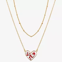 Footnotes Womens 10K Gold Over Brass Heart 16 Inch Pendant Necklace