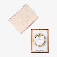 Footnotes Womens Cubic Zirconia 10K Gold Over Brass Beaded Bracelet