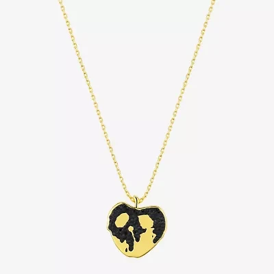 Disney Classics Just One Bite Apple Womens Black Crystal 10K Gold Over Brass 16 Inch Pendant Necklace