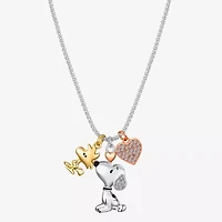 Disney Classics Womens Crystal 10K Tri-Color Gold Over Brass Heart 16 Inch Pendant Necklace