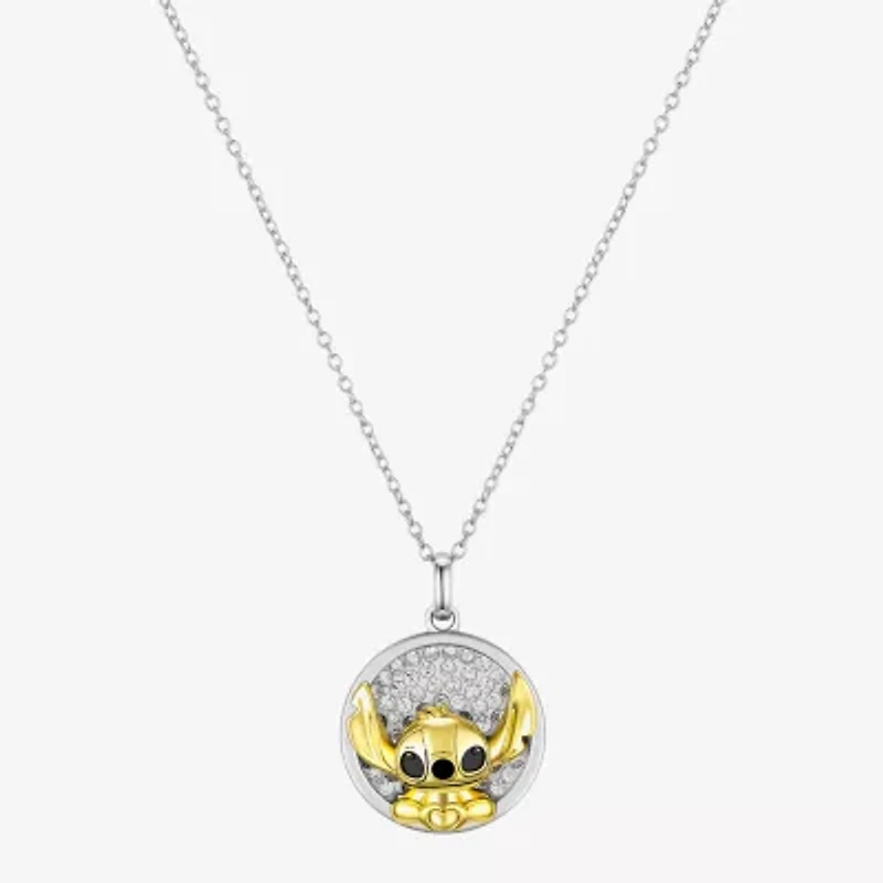 Disney Classics Womens Crystal 10K Gold Over Brass Pure Silver Over Brass 16 Inch Pendant Necklace