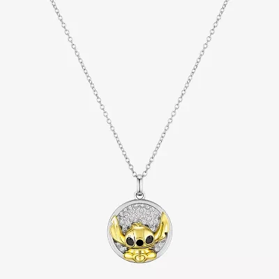 Disney Classics Womens Crystal 10K Gold Over Brass Pure Silver Over Brass 16 Inch Pendant Necklace