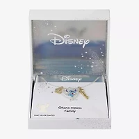 Disney Classics Ohana Womens Cubic Zirconia 10K Gold Over Brass Pure Silver Over Brass Flower Heart 16 Inch Pendant Necklace
