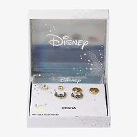 Disney Classics Seashell Womens Cubic Zirconia 10K Gold Over Brass Lilo & Stitch 3 Pair Earring Set