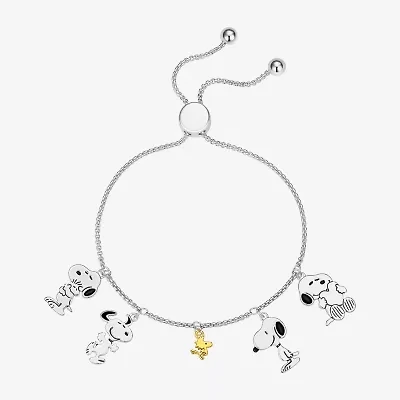 Disney Classics Womens 10K Gold Over Brass Pure Silver Over Brass Peanuts Charm Bracelet