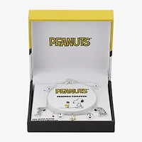 Disney Classics Womens Crystal Pure Silver Over Brass Peanuts Charm Bracelet