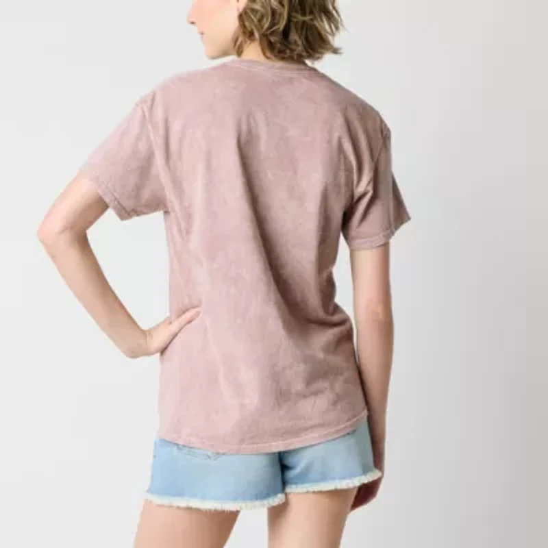 Celestial Butterfly Boyfriend Womens Crew Neck Short Sleeve Oversized Juniors Graphic T-Shirt