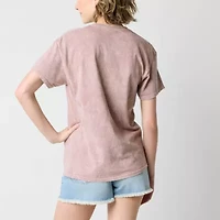 Celestial Butterfly Boyfriend Womens Crew Neck Short Sleeve Oversized Juniors Graphic T-Shirt