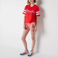 Womens V Neck Short Sleeve Regular Fit Mickey and Friends Juniors Graphic T-Shirt