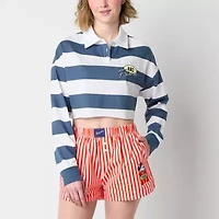 Juniors Womens Long Sleeve Mickey and Friends Polo Shirt