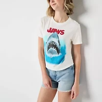 Jaws Semi Fit Womens Crew Neck Short Sleeve Fitted Juniors Graphic T-Shirt