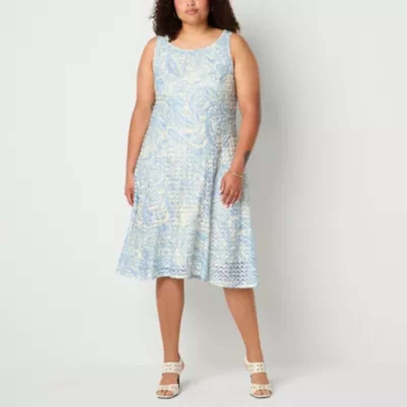 Robbie Bee Womens Floral Midi Jacket Dress Plus
