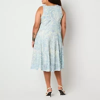 Robbie Bee Womens Floral Midi Jacket Dress Plus