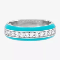 Womens 5.5MM Lab Created White Sapphire Sterling Silver Band