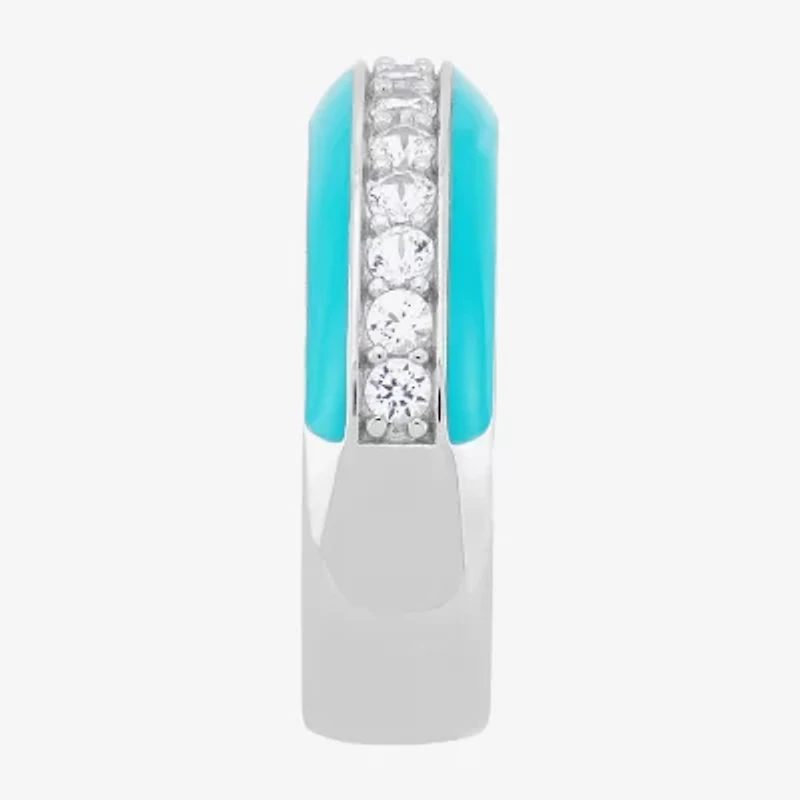 Womens 5.5MM Lab Created White Sapphire Sterling Silver Band