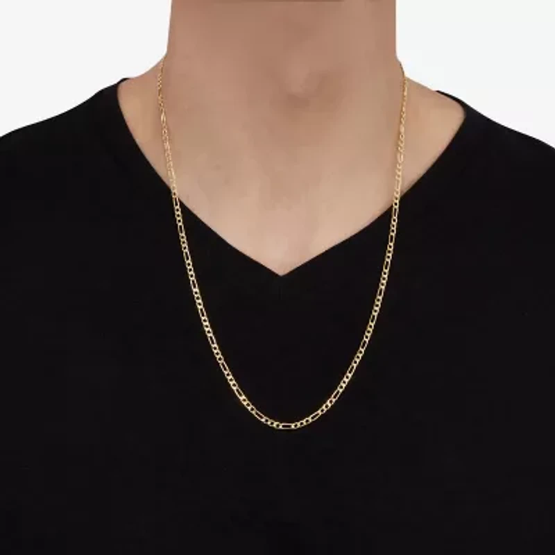 Womens 14K Gold 24 Inch Figaro Chain Necklace