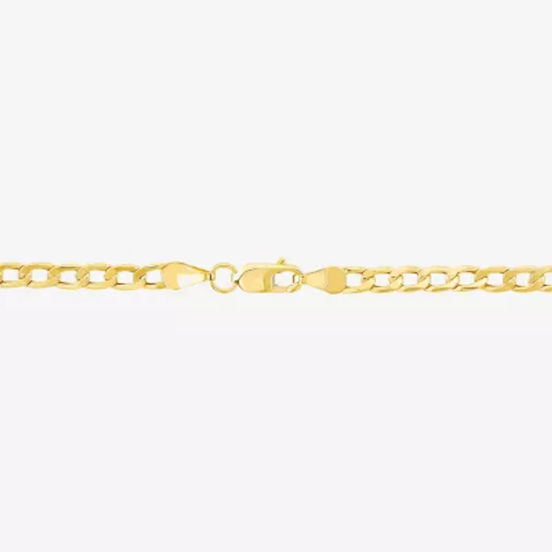 Made in Italy Unisex Adult 10K Gold 7.5 Inch Hollow Curb Chain Bracelet