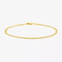Made in Italy Unisex Adult 10K Gold 7.5 Inch Hollow Curb Chain Bracelet