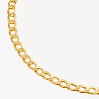 Made in Italy Unisex Adult 10K Gold 7.5 Inch Hollow Curb Chain Bracelet