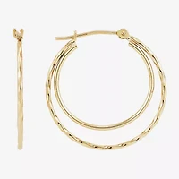 Womens 14K Gold 23mm Round Hoop Earrings