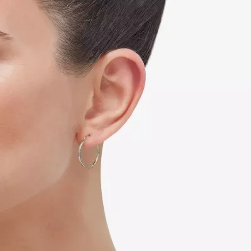 Womens 14K Gold 21.5mm Round Hoop Earrings